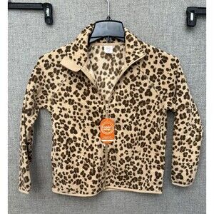 NWT girls L large 10–12 Plus fleece jacket Brown Cheetah full zip wonder Nation